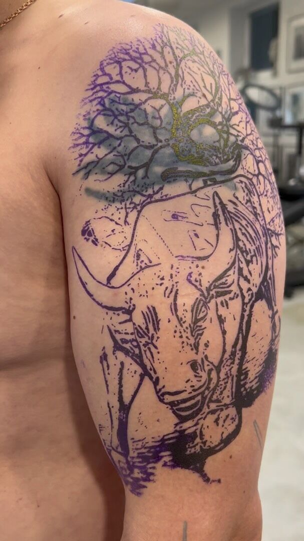 Jason Pedersen Tattoo Artist  1st color session on this sad water buffalo   Facebook